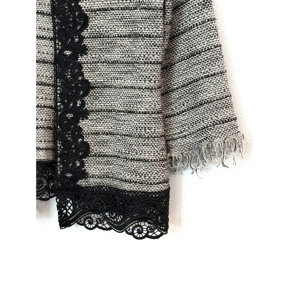 Chicos Open Front Textured Jacket Womens 1X Fringe Lace Old Money Quiet Luxury - Picture 5 of 5